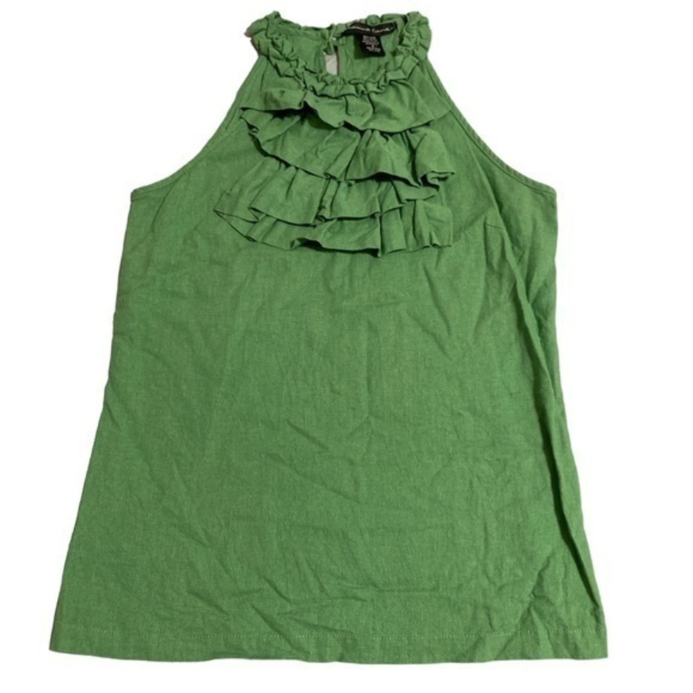 Marina Luna Ruffles Top Linen Blend size small Shirt EUC